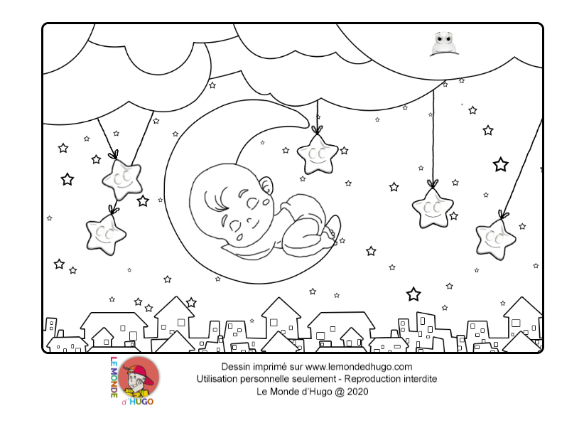 Dessin à colorier : Au clair de la lune